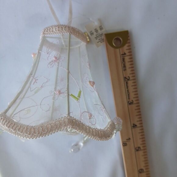 Vintage Victorian Style Beaded Sheer Pink Floral Lamp Shade Ornament NWT - Picture 4 of 4